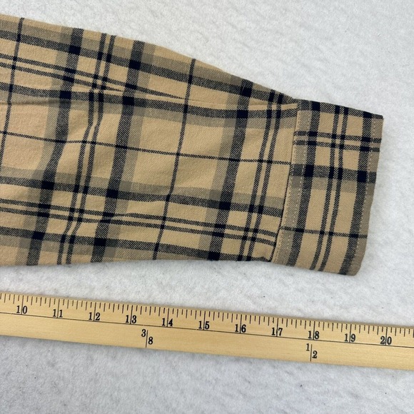 Coevals Club Western Shirt Mens Small S Brown Gray Plaid Flannel Pearl Snap - Picture 10 of 12